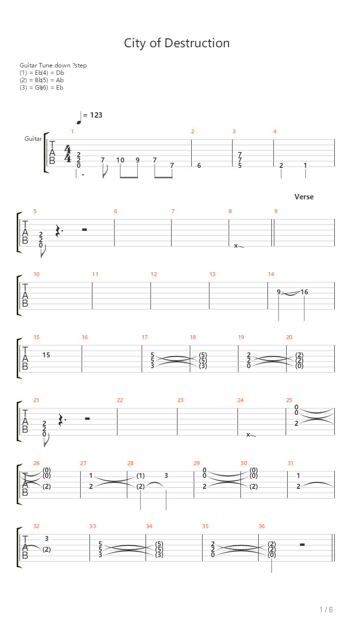 City Of Destruction吉他谱
