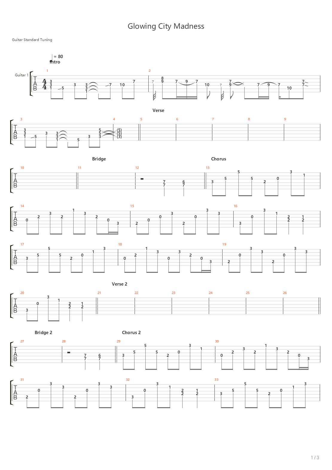 Glowing City Madness吉他谱