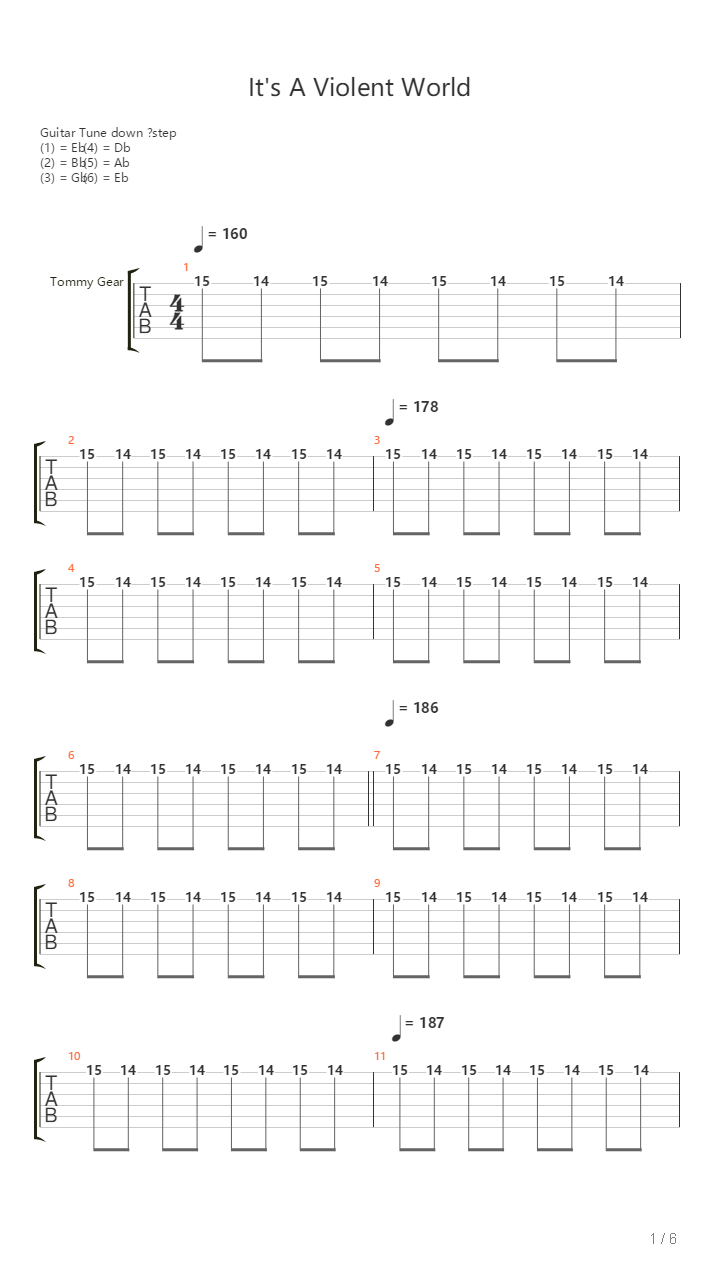 Its A Violent World吉他谱