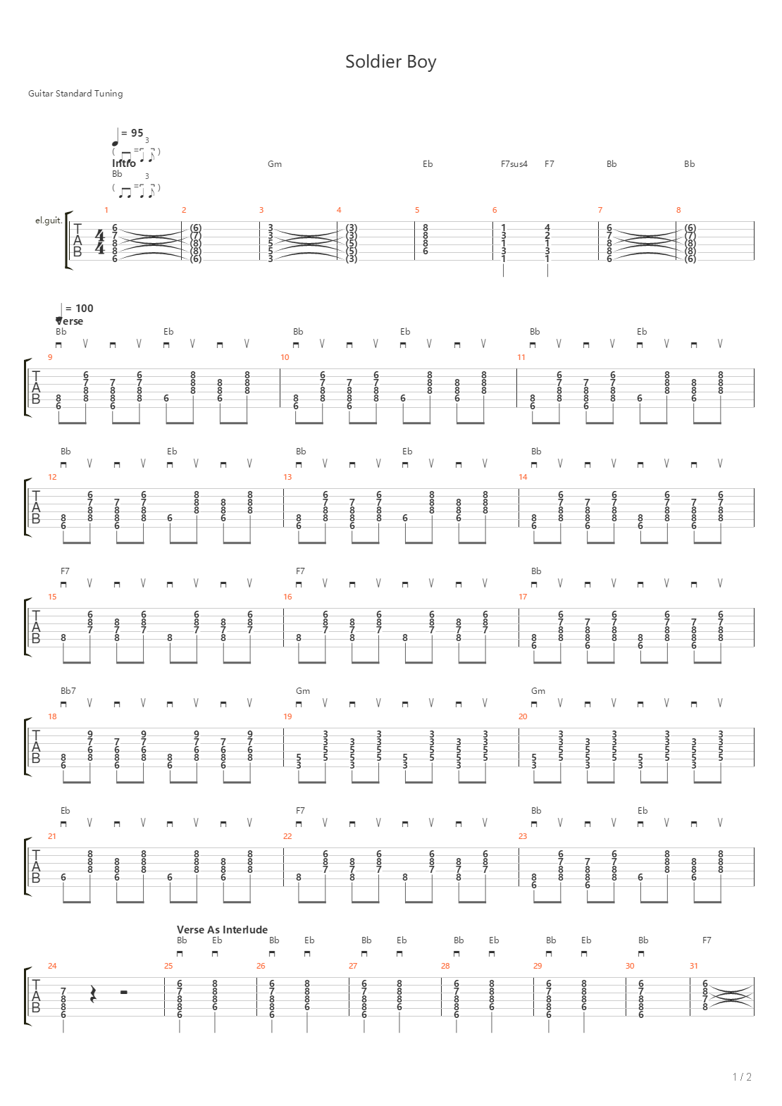 Soldier Boy吉他谱