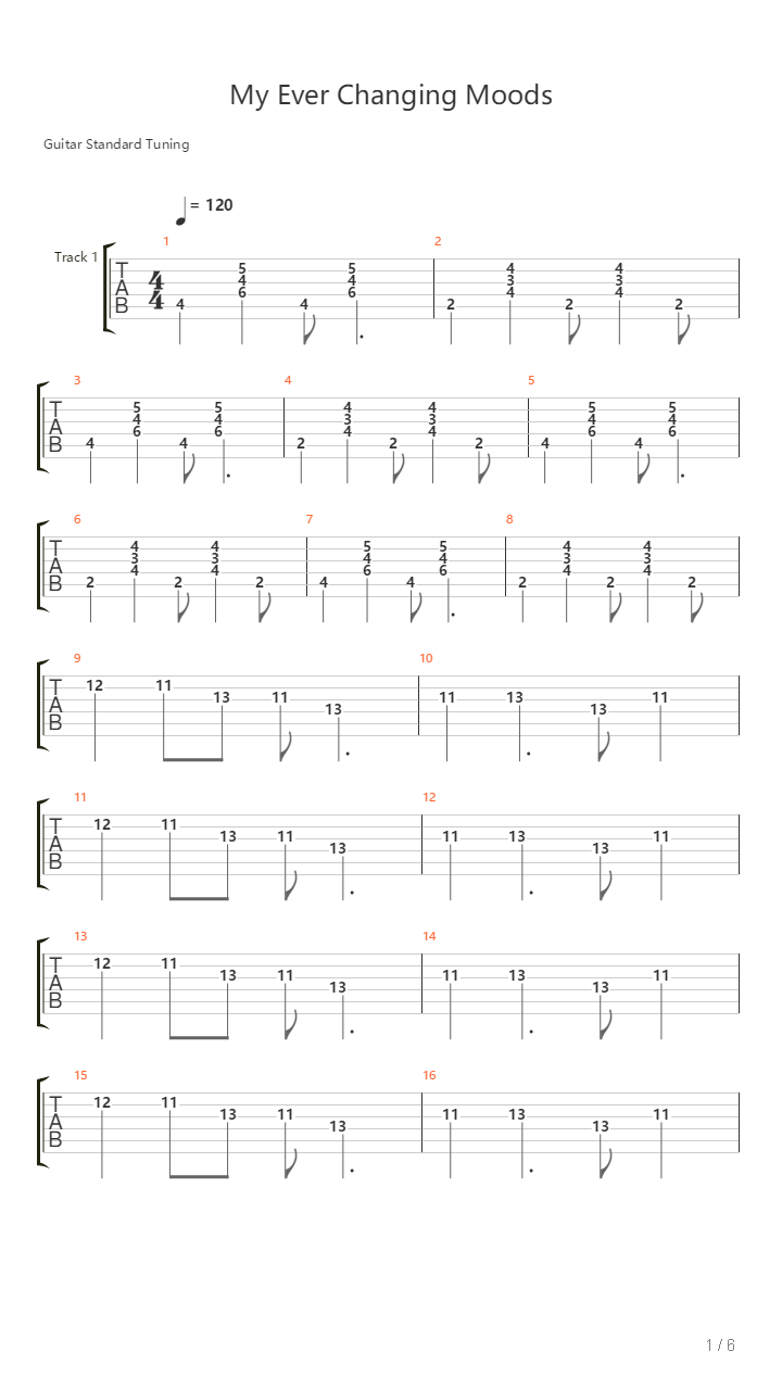 My Ever Changing Moods吉他谱