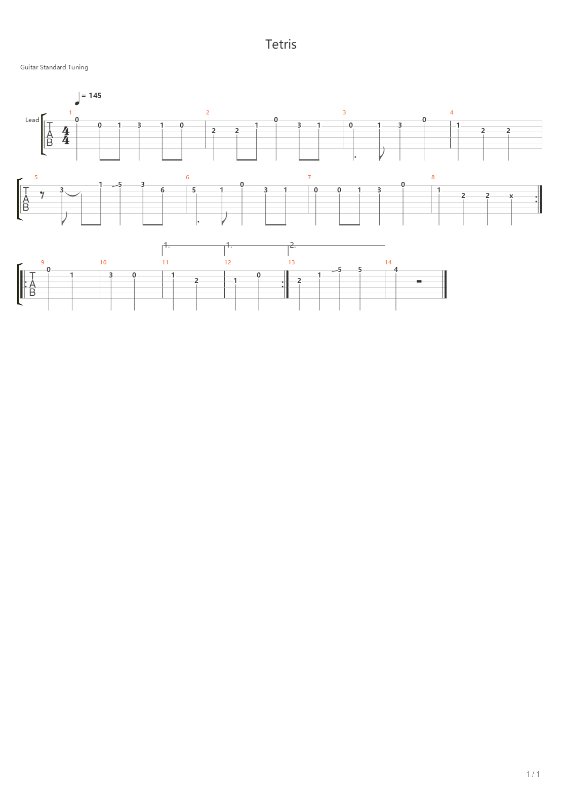 Tetris吉他谱