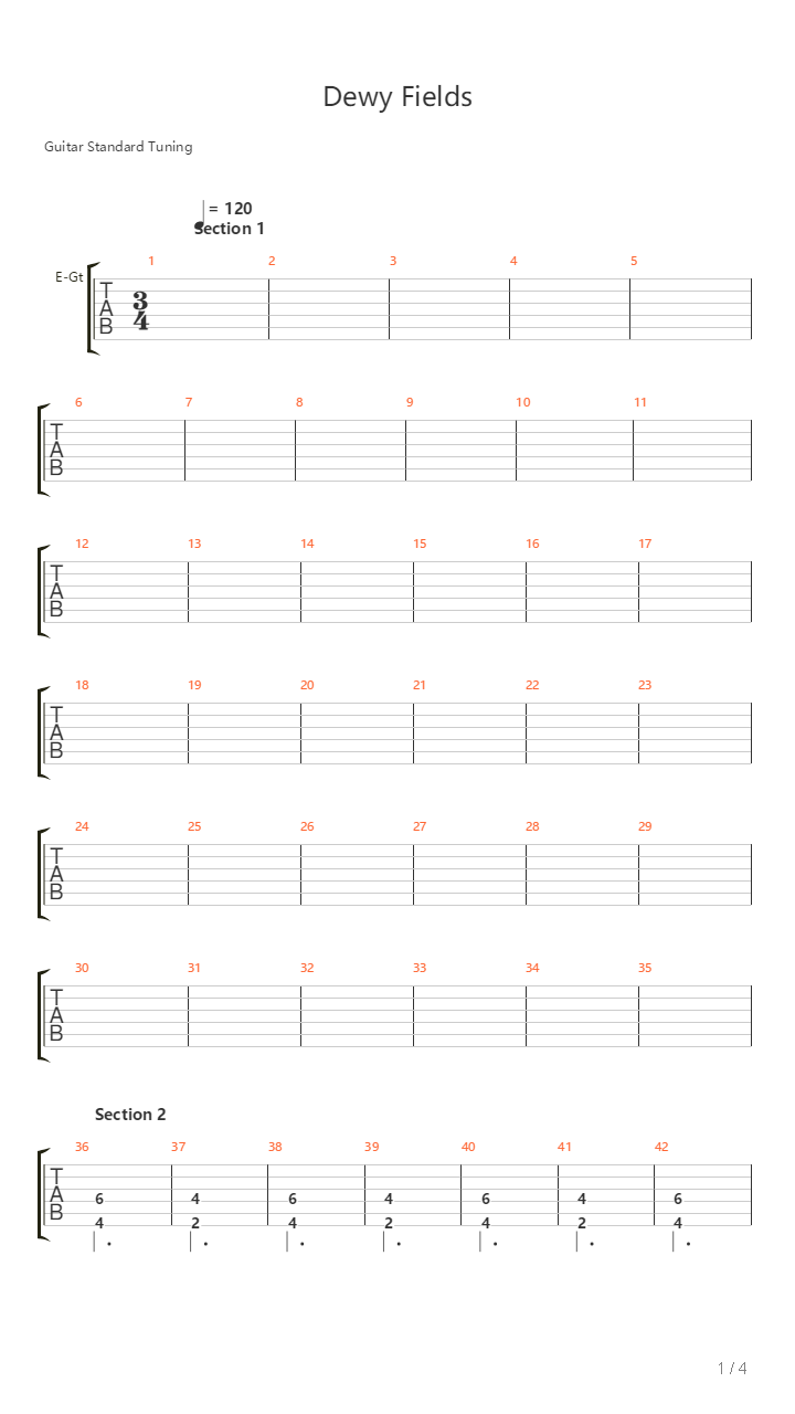 Dewy Fields吉他谱