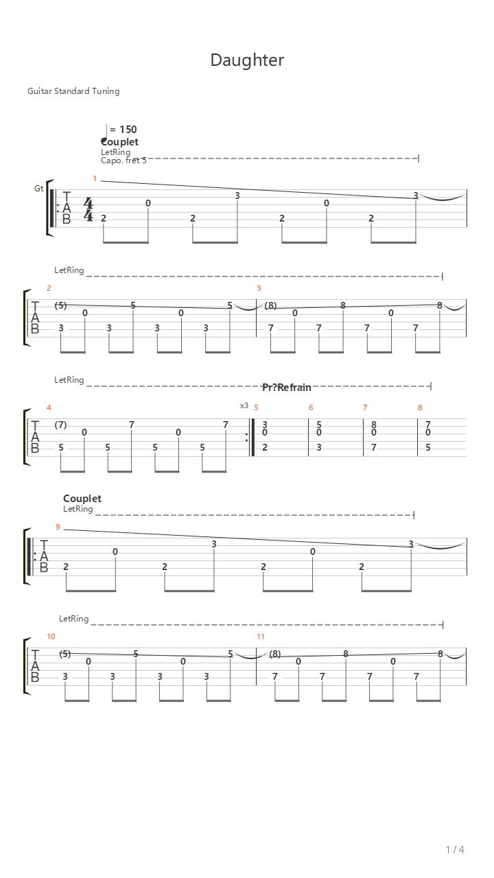 Daughter吉他谱