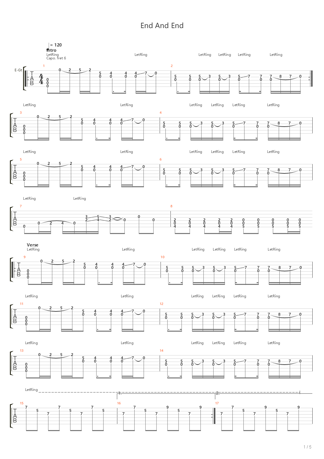 End And End吉他谱