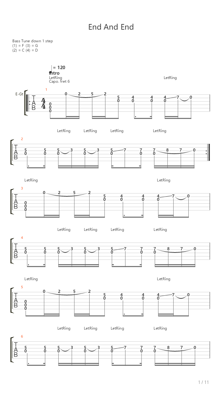 End And End吉他谱