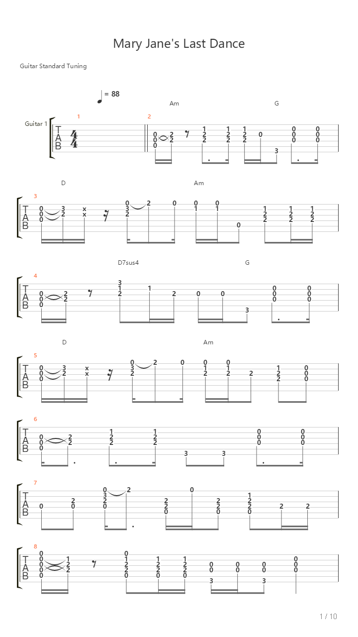 Mary Janes Last Dance吉他谱