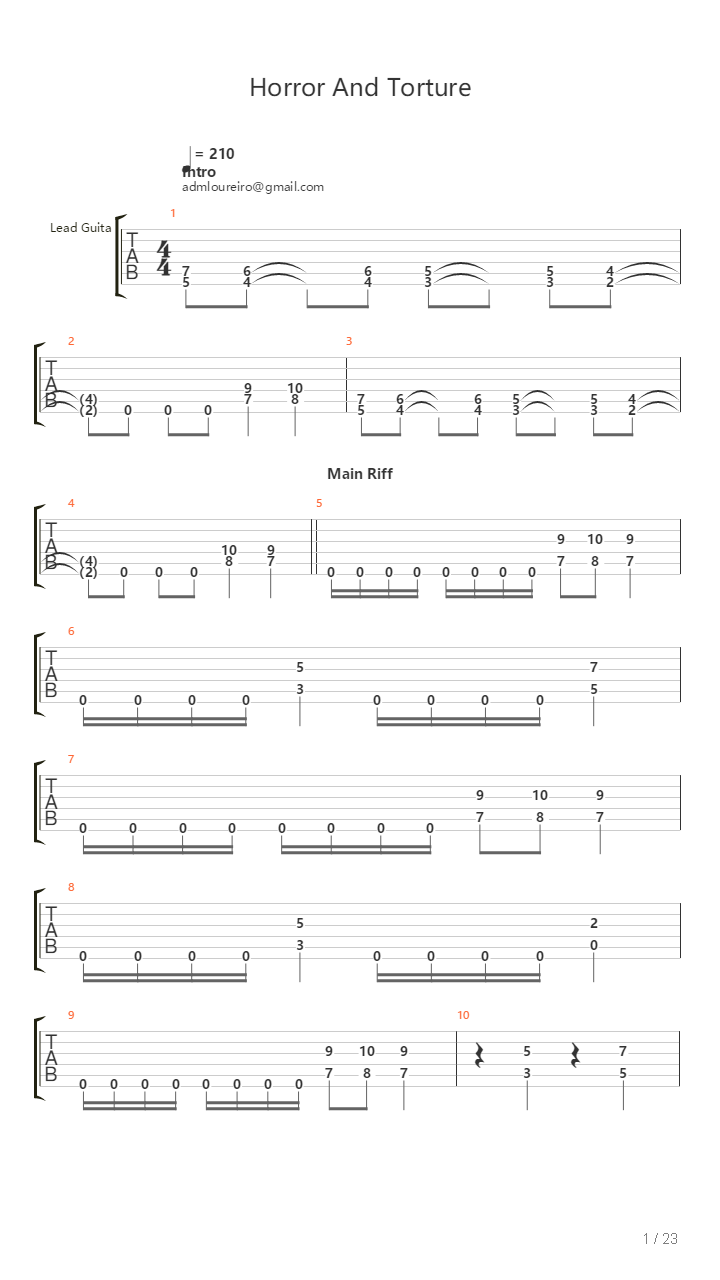 Horror And Torture吉他谱