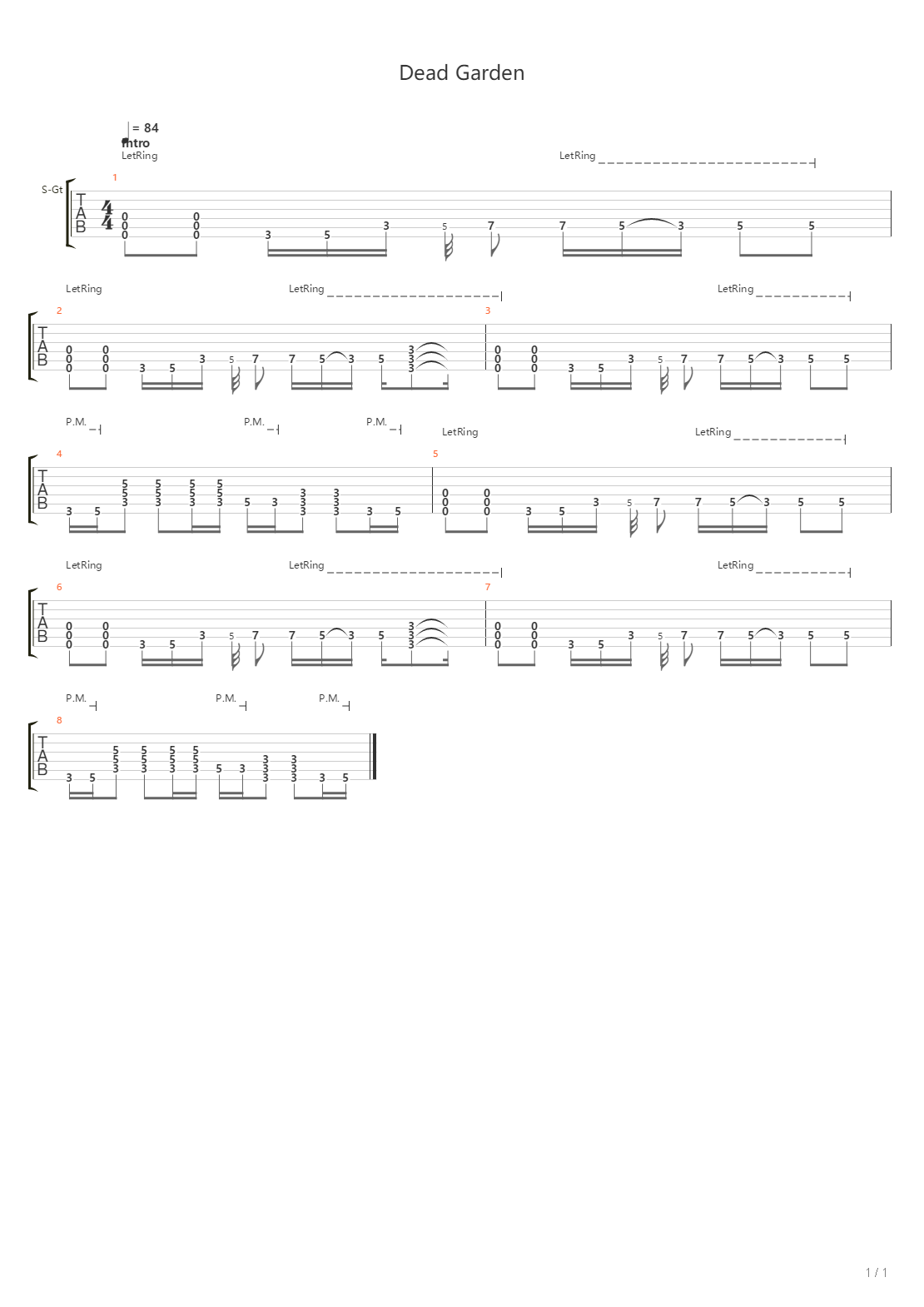 Dead Garden吉他谱