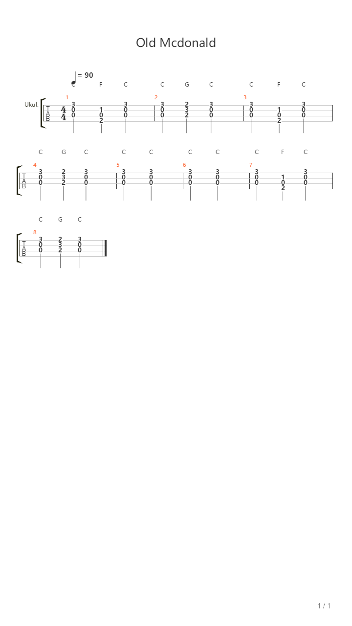 Old Mcdonald吉他谱