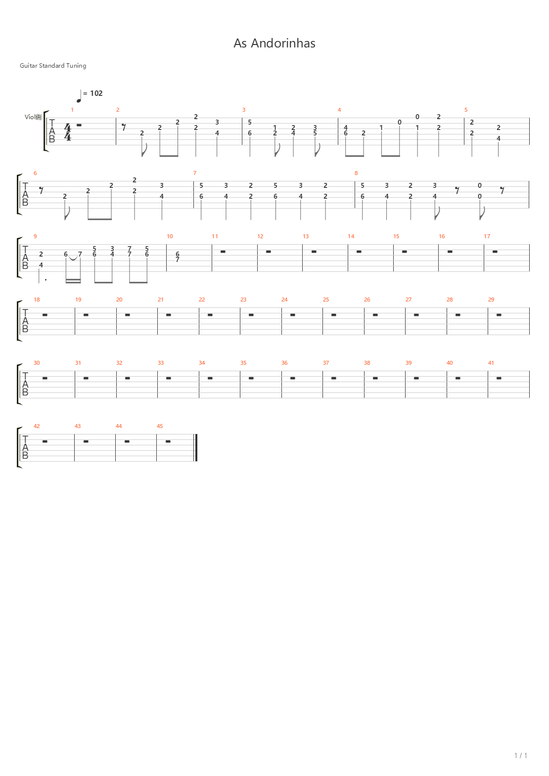 As Andorinhas吉他谱