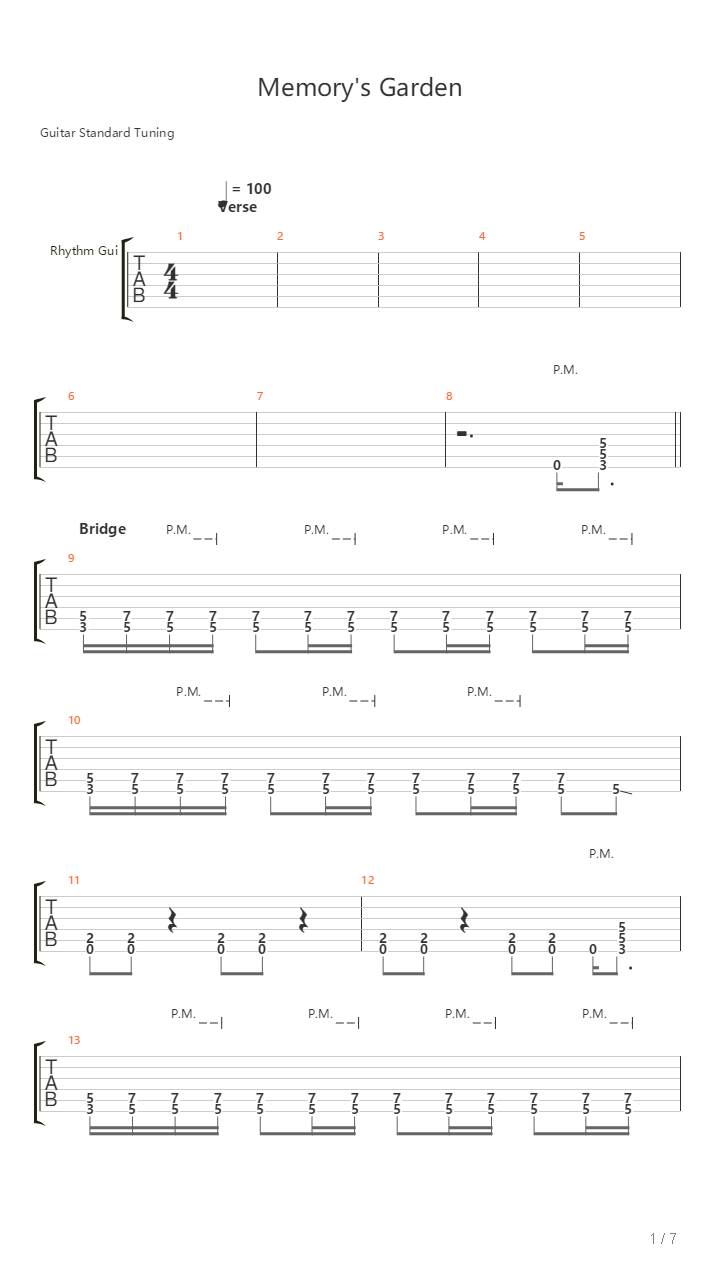 Memorys Garden吉他谱