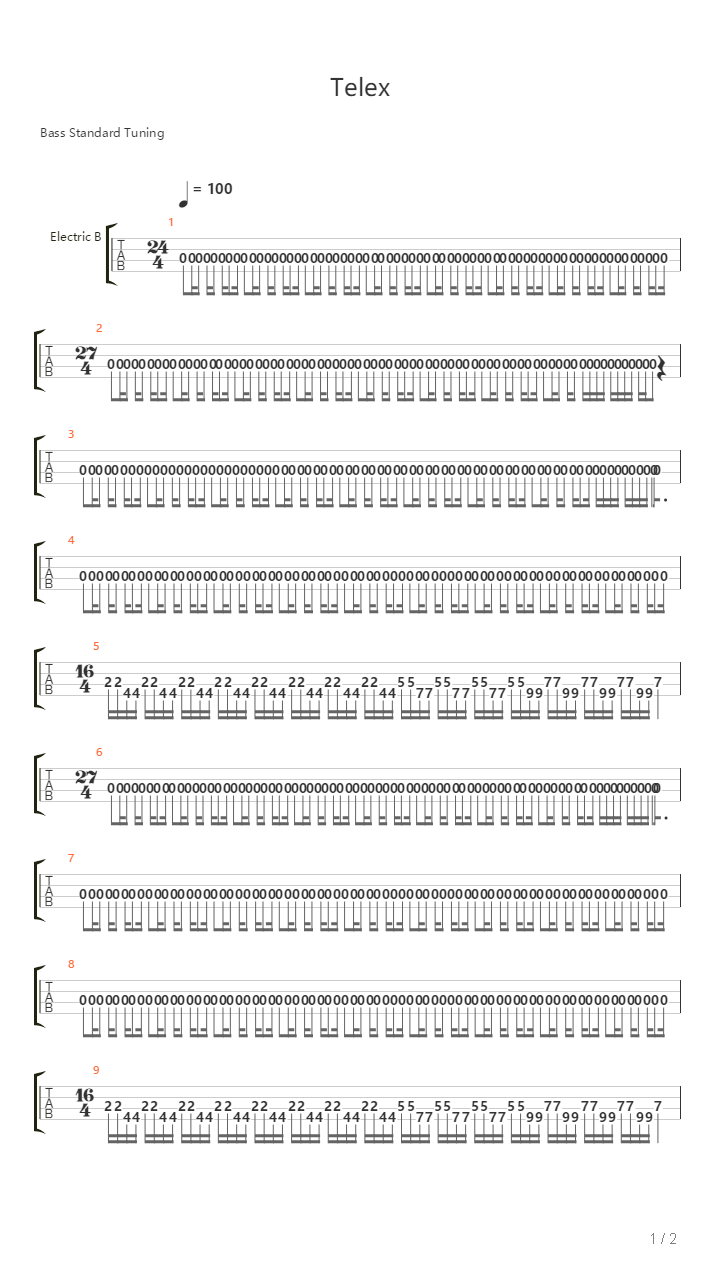 Telex吉他谱