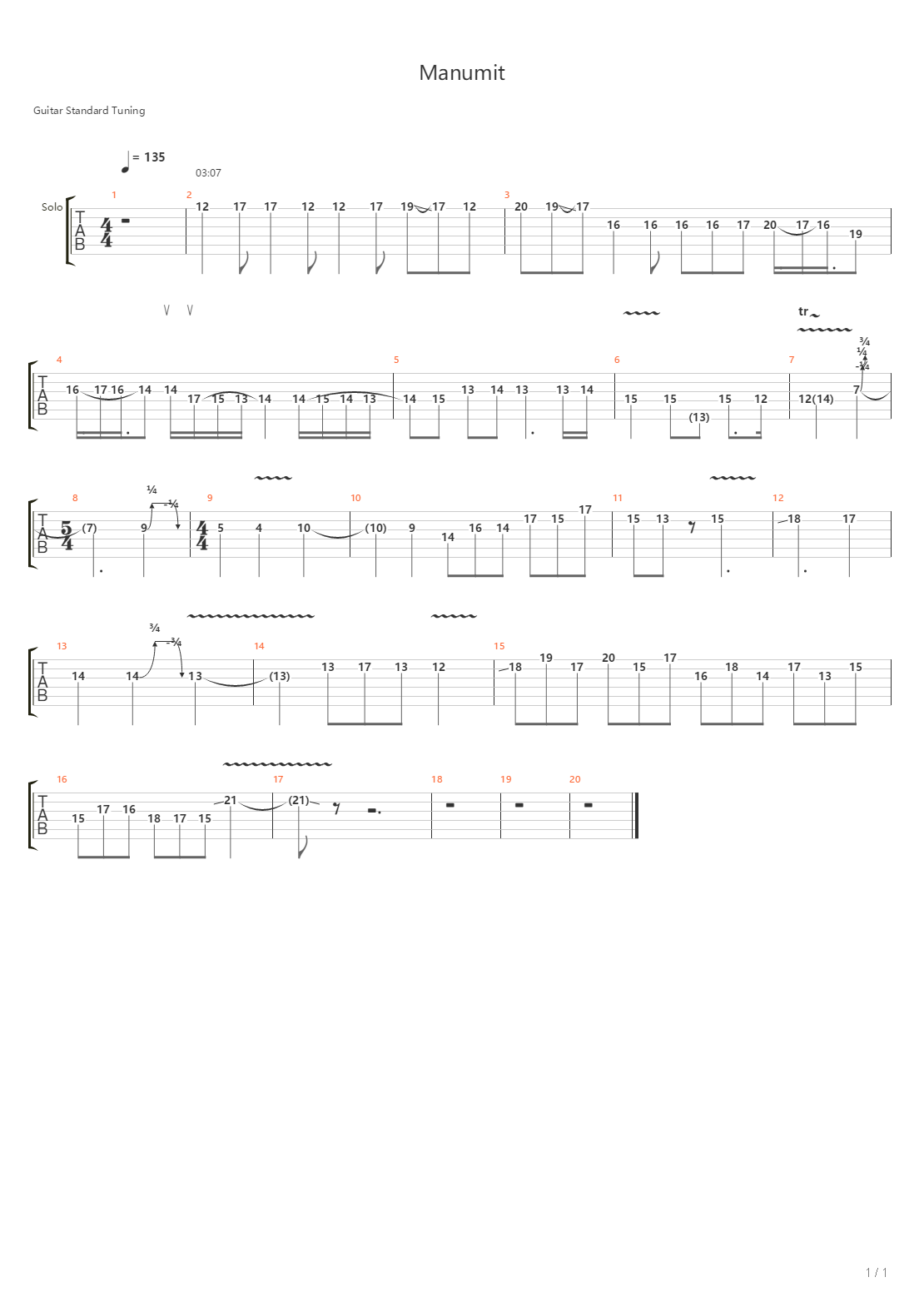 Manumit solo吉他谱