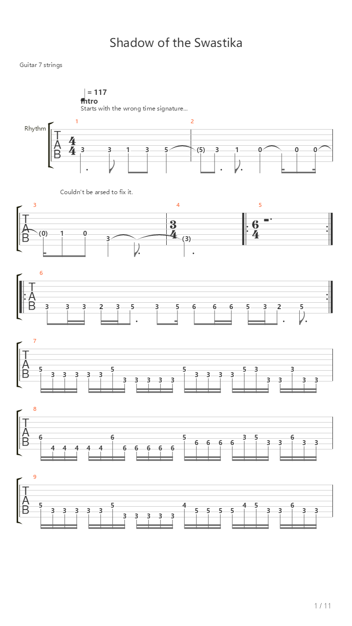 Shadow Of The Swastika吉他谱
