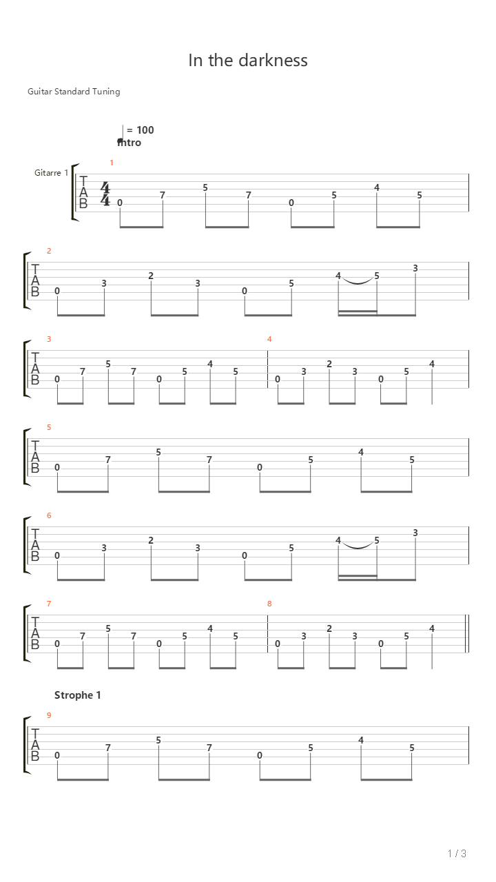 In The Darkness吉他谱