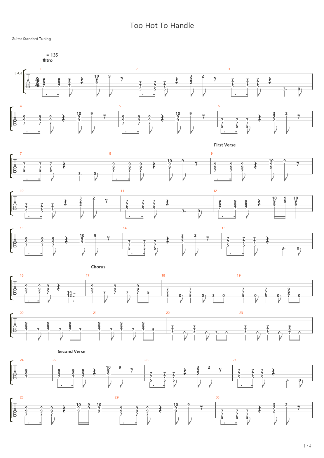 Too Hot To Handle吉他谱