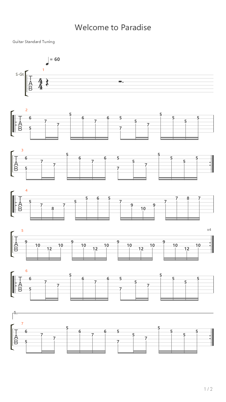 Welcome To Paradise吉他谱