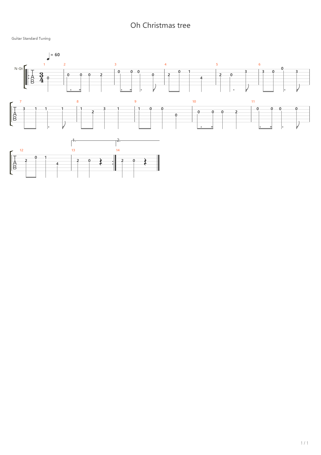 Oh Christmas Tree吉他谱