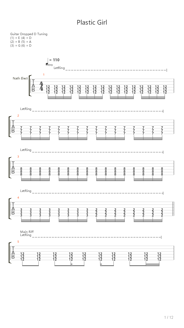 Plastic Girl吉他谱