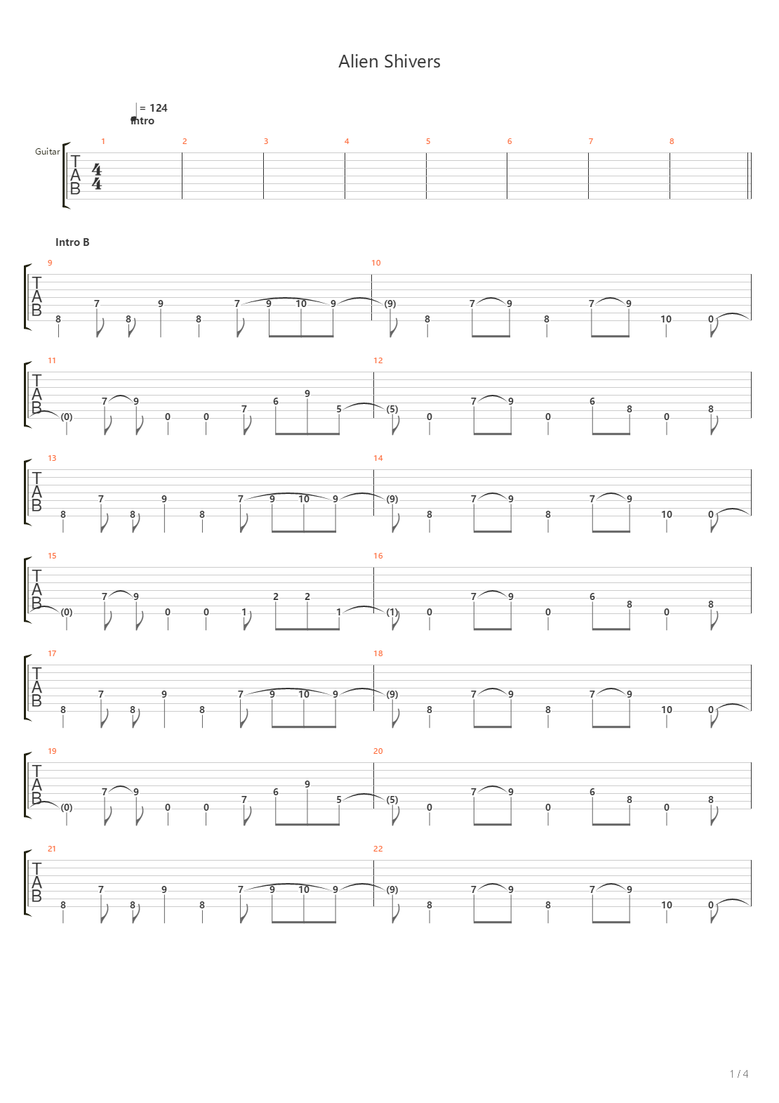 Alien Shivers吉他谱