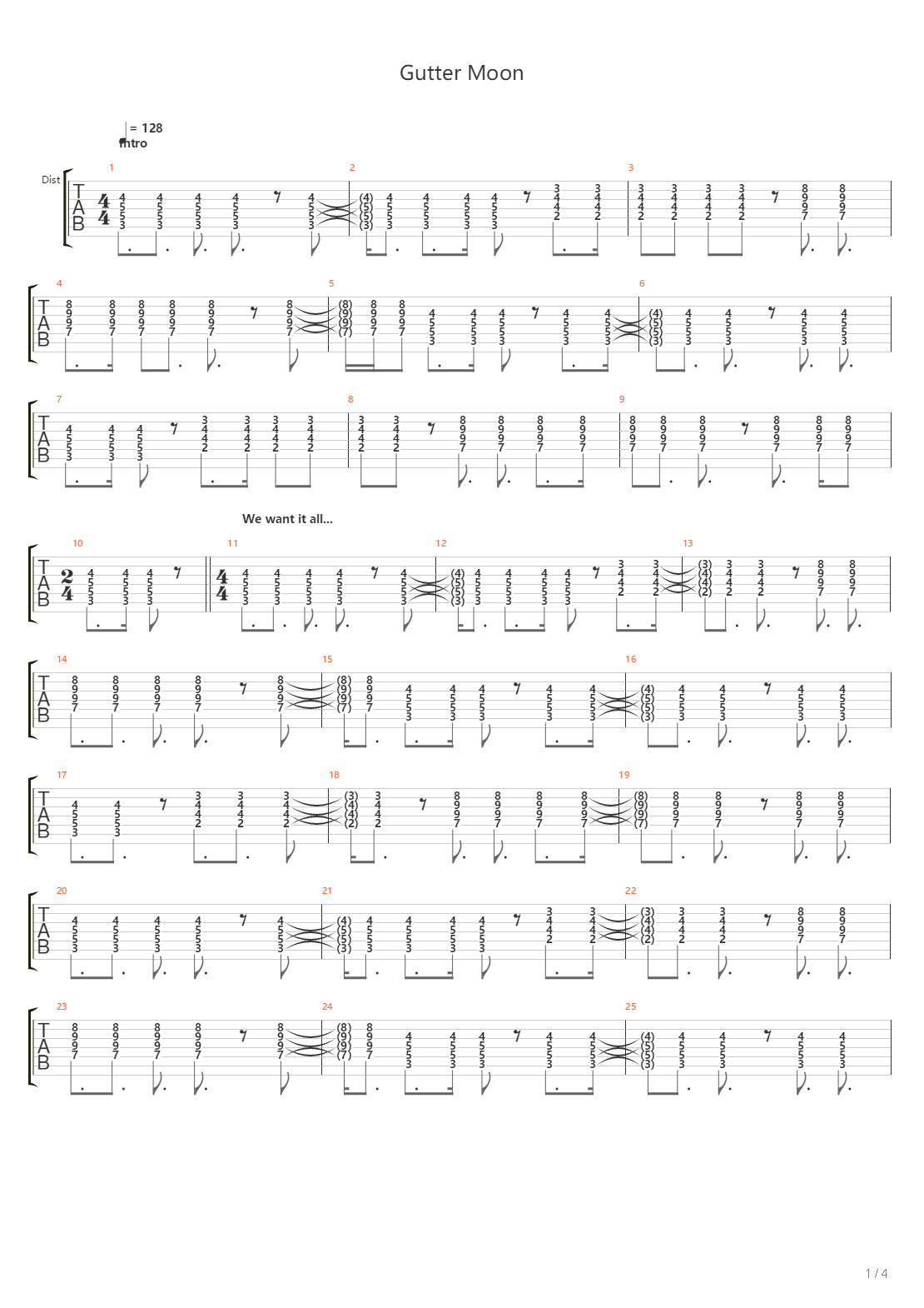 Gutter Moon吉他谱