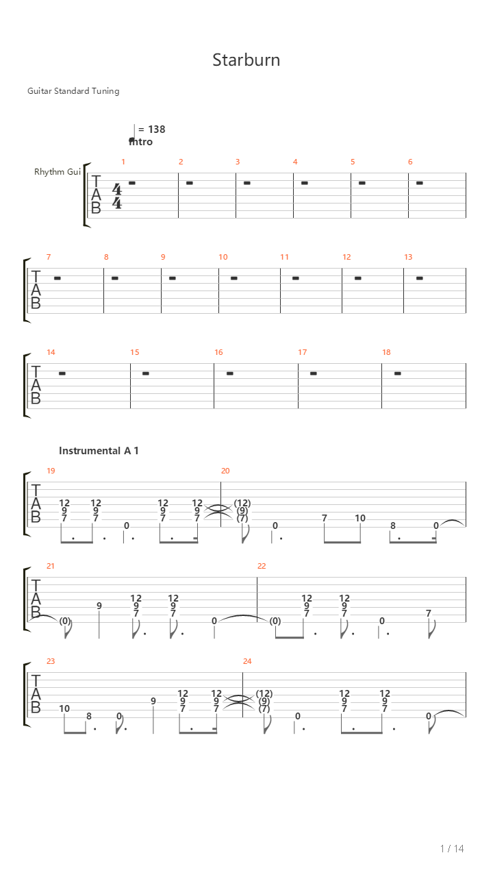 Starburn吉他谱