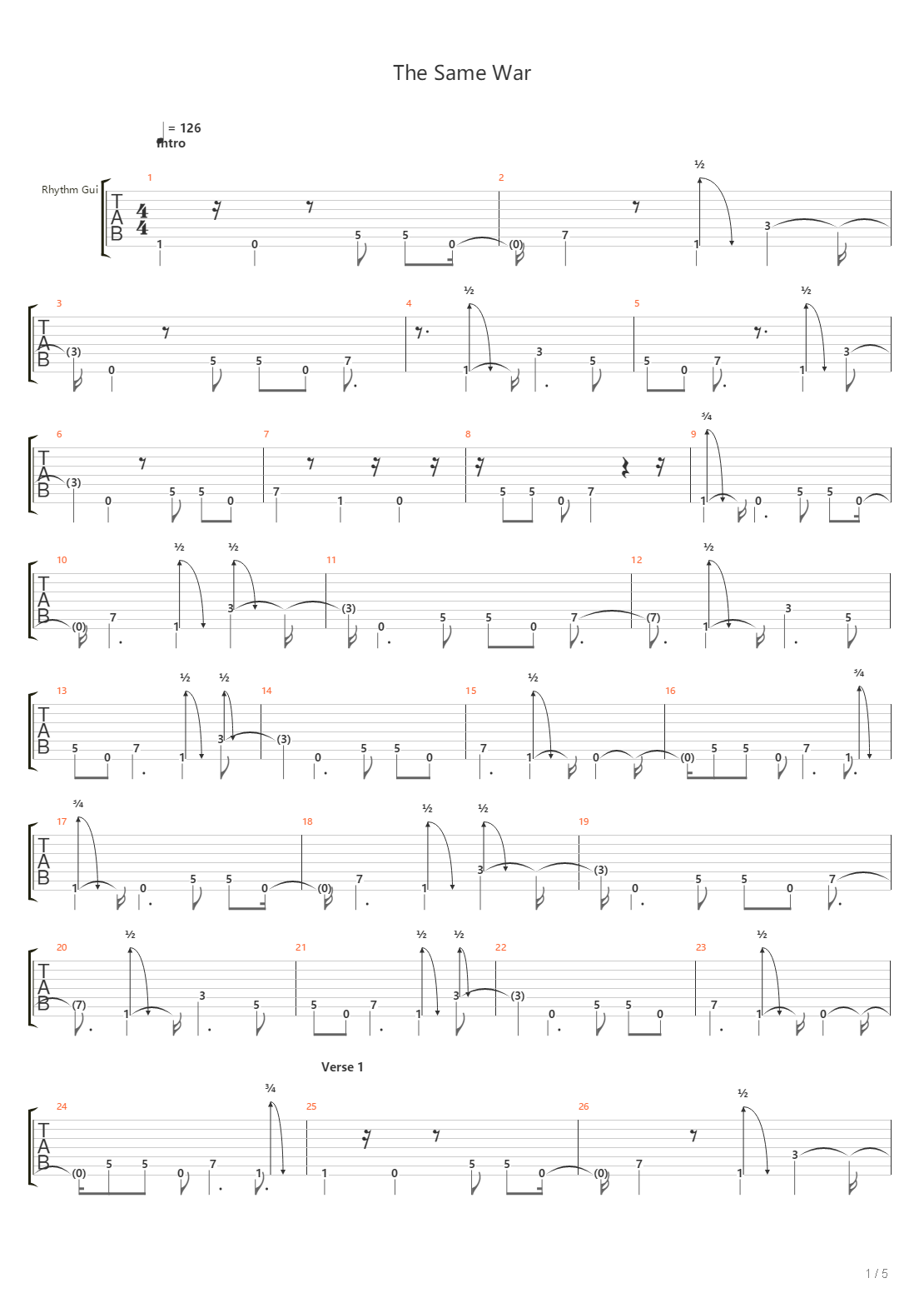 The Same War吉他谱