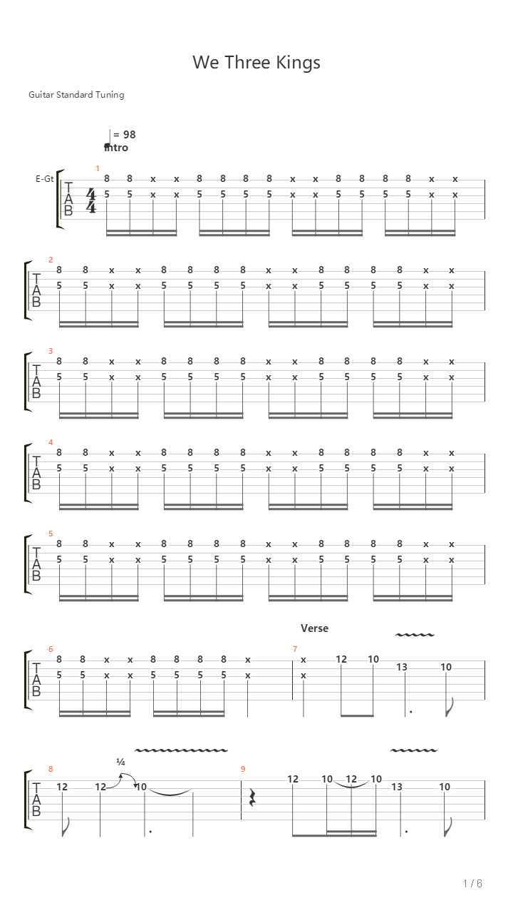We Three Kings吉他谱