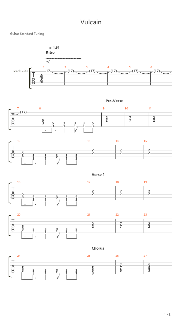 Vulcain吉他谱