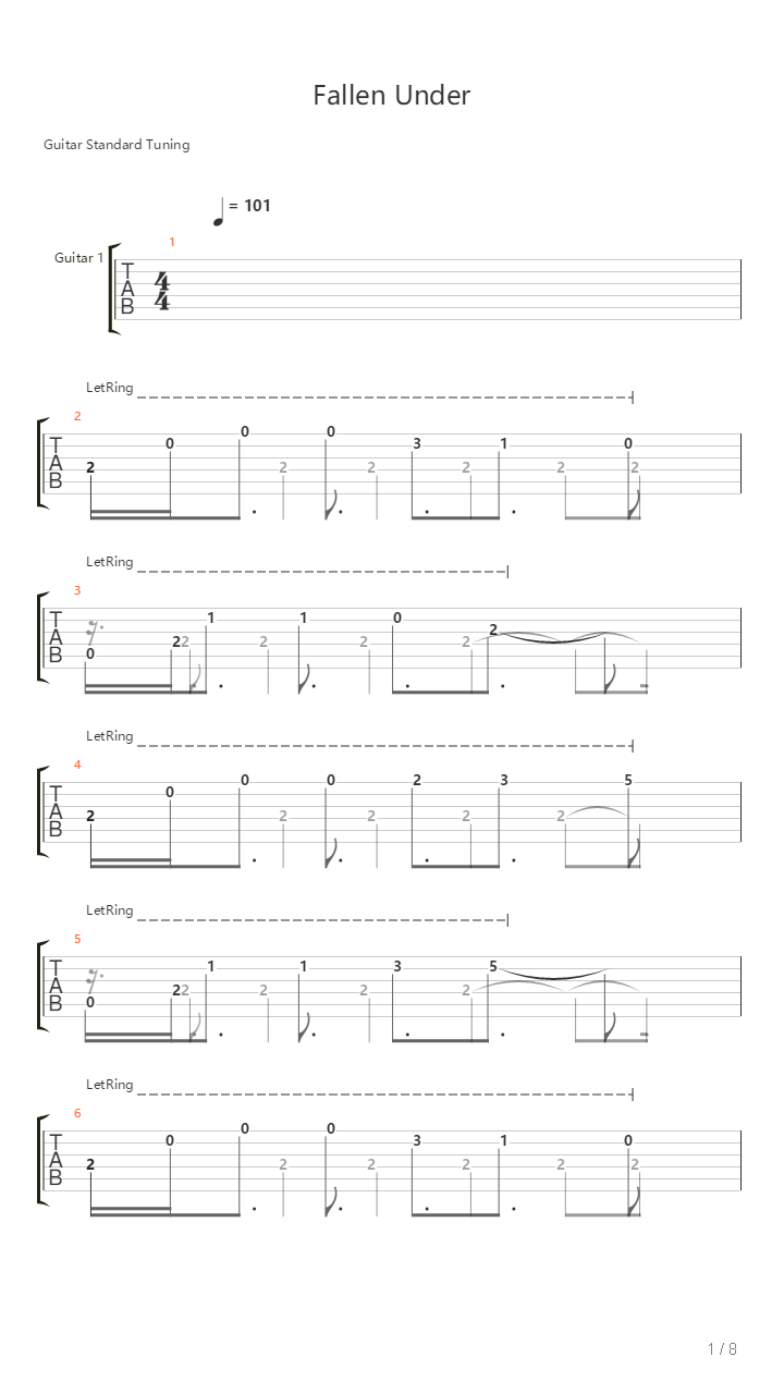 Fallen Under吉他谱