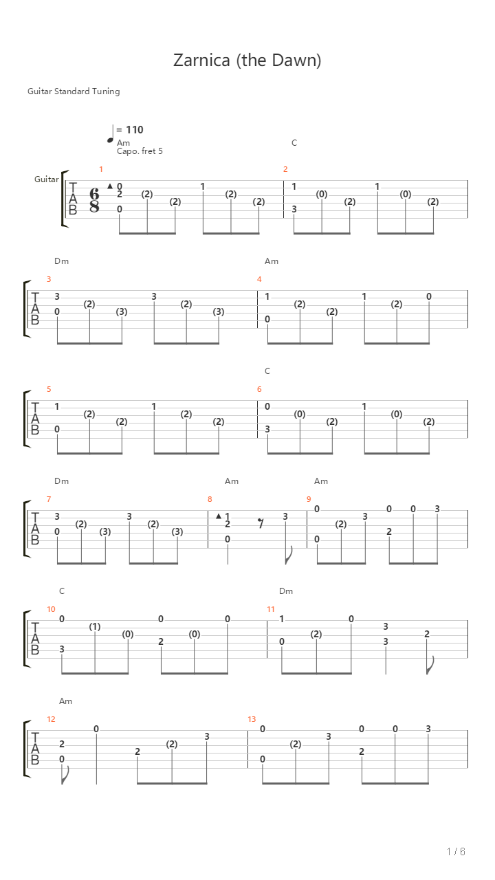 Zarnica The Dawn吉他谱