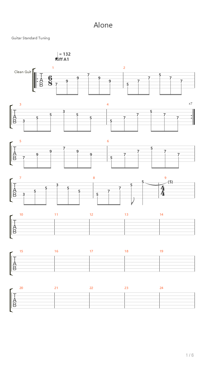 Alone吉他谱