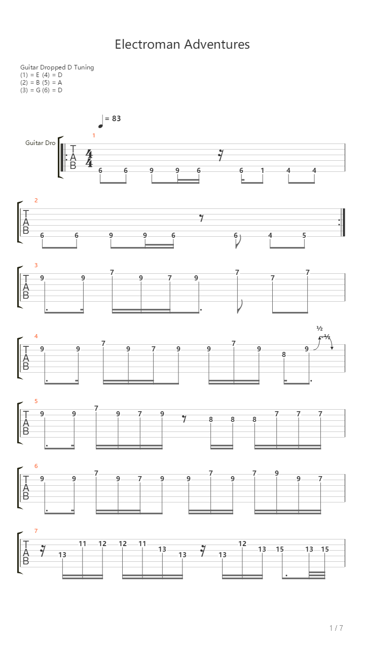 Electroman Adventures吉他谱