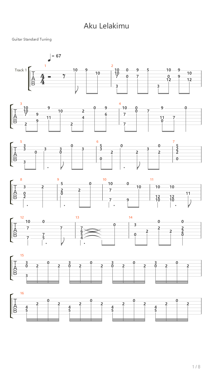 Aku Lelakimu吉他谱