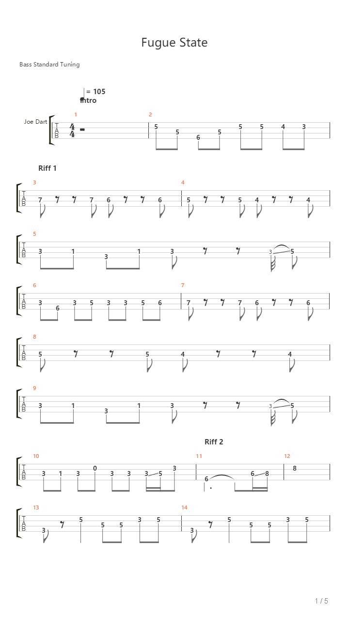 Fugue State吉他谱