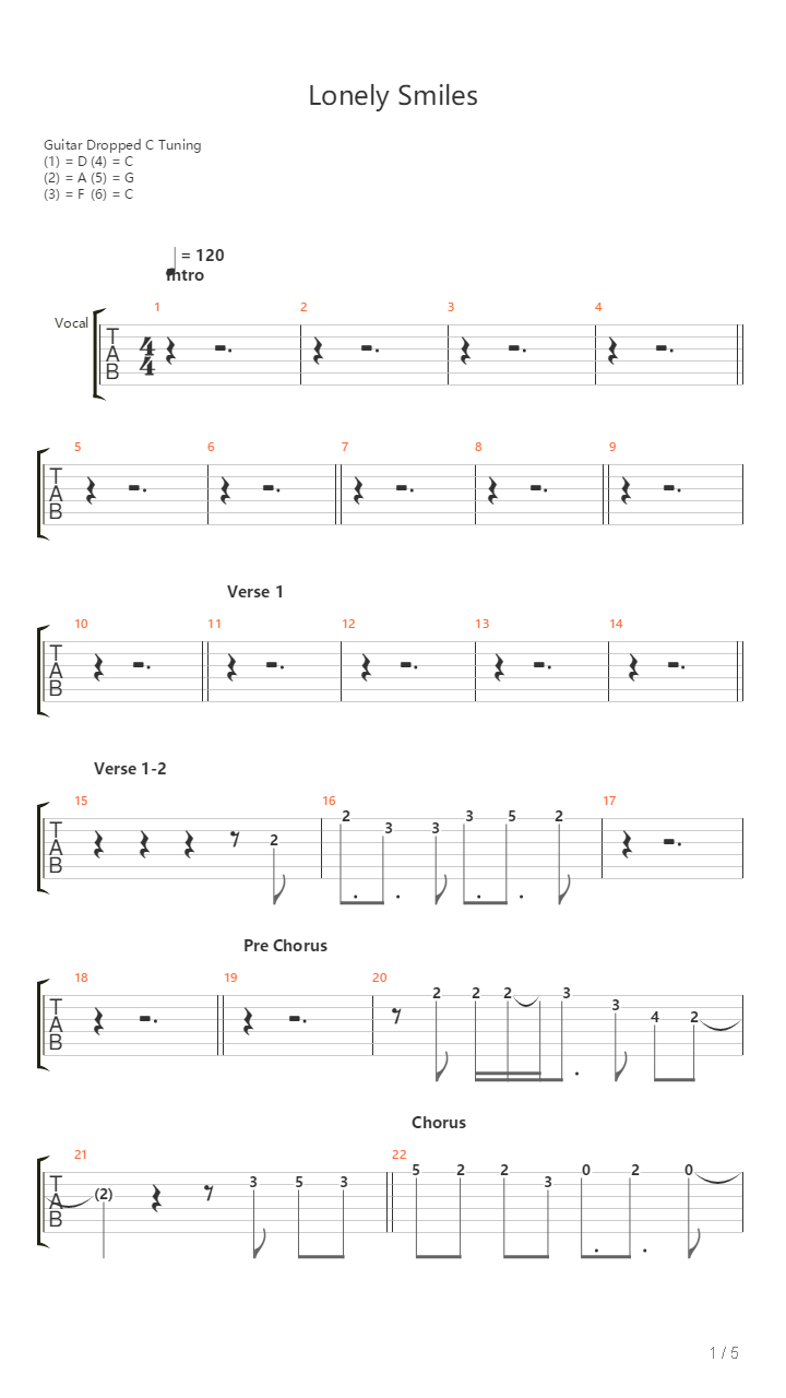 Lonely Smiles吉他谱