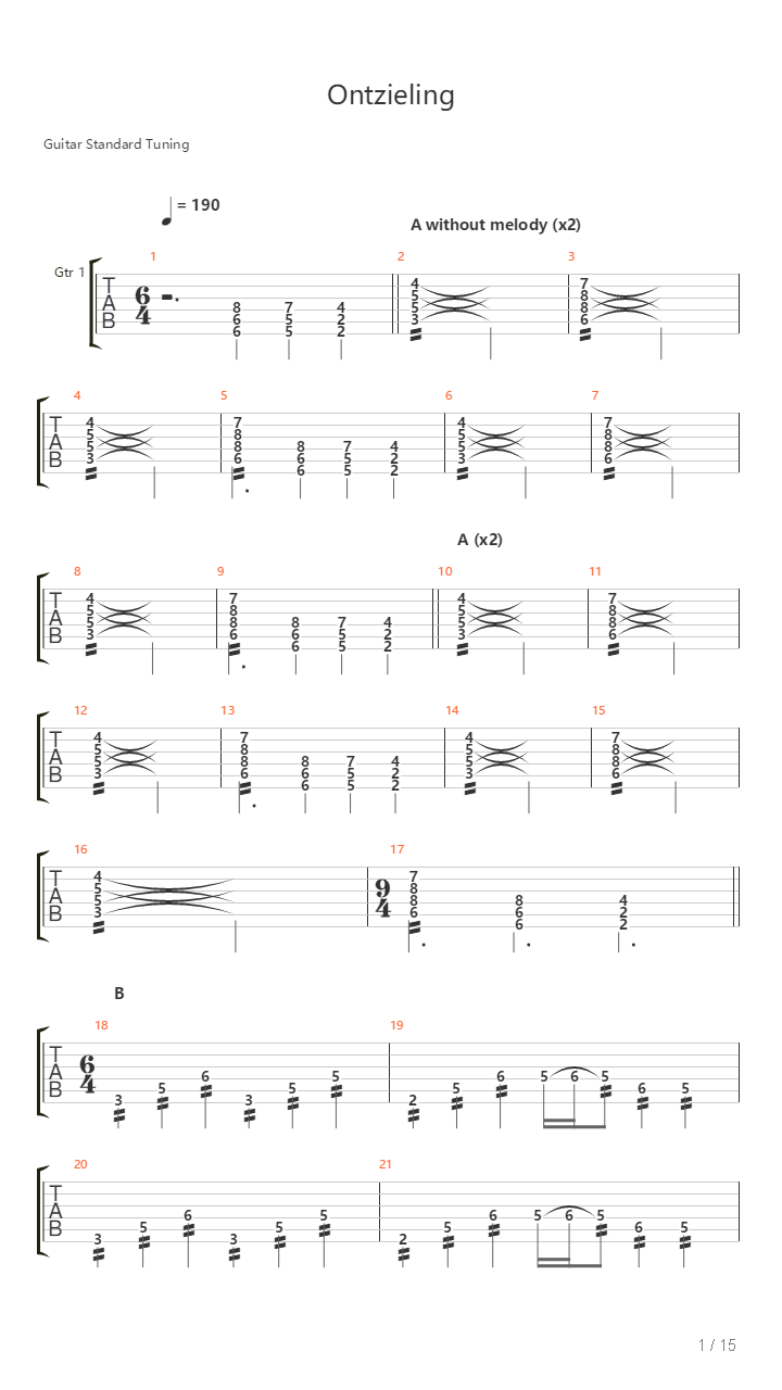 Ontzieling吉他谱