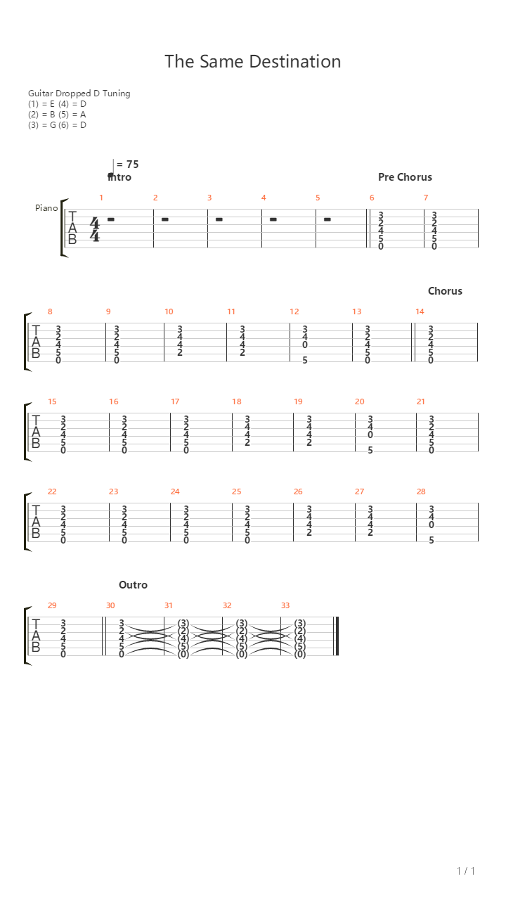 The Same Destination吉他谱