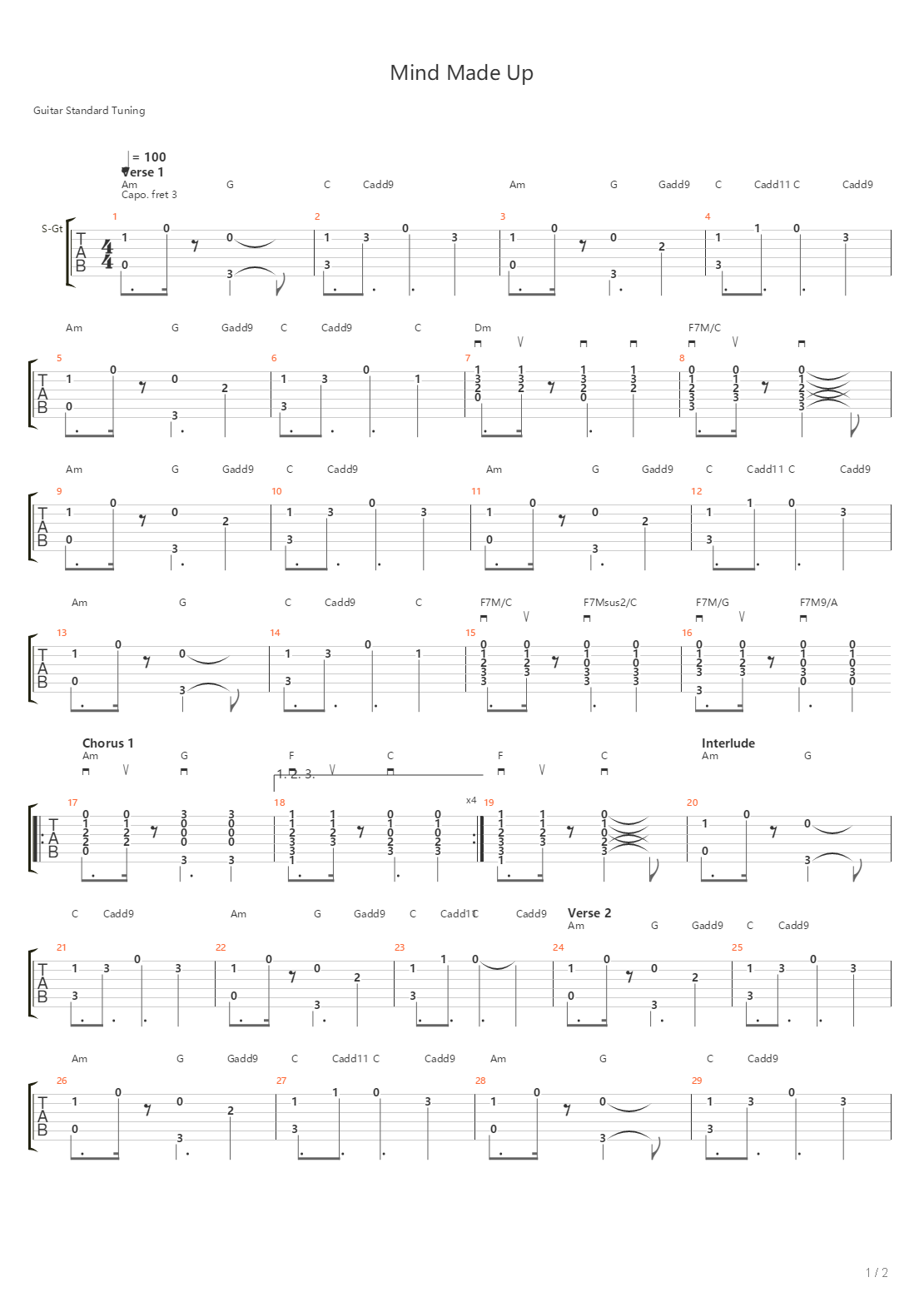 Mind Made Up吉他谱