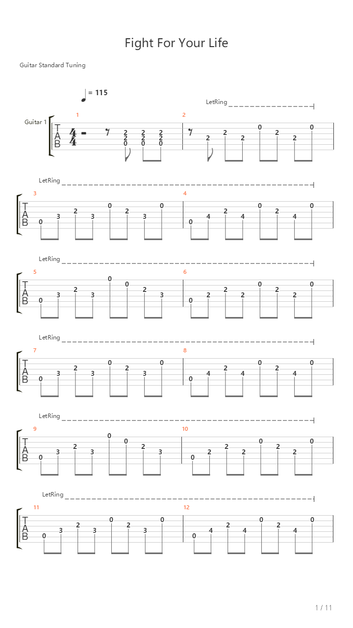 Fight For Your Life吉他谱