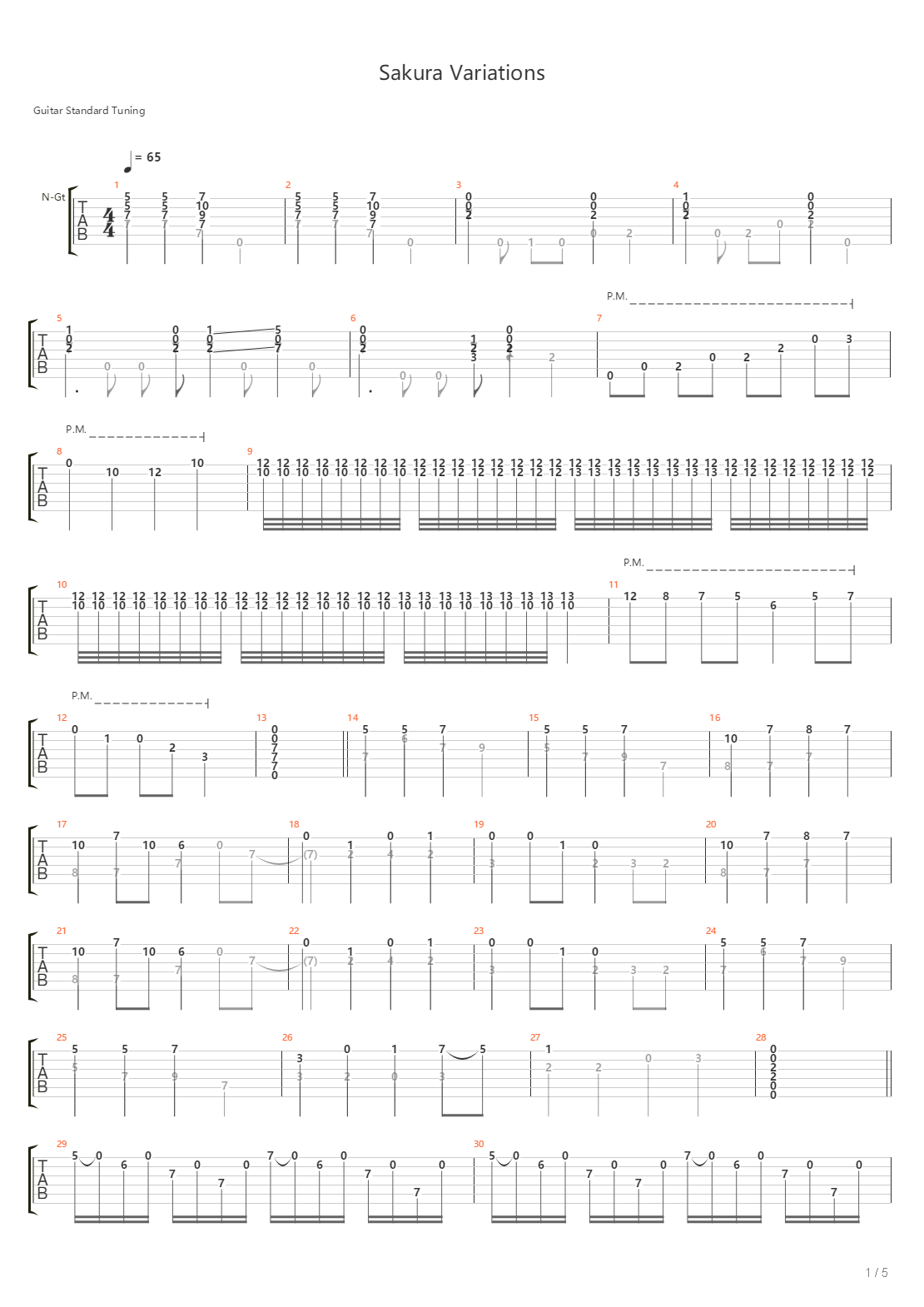Sakura Variations吉他谱