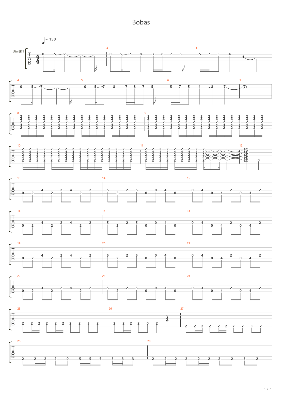 Bobas吉他谱