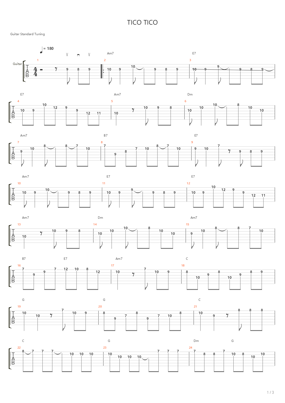 Tico Tico吉他谱