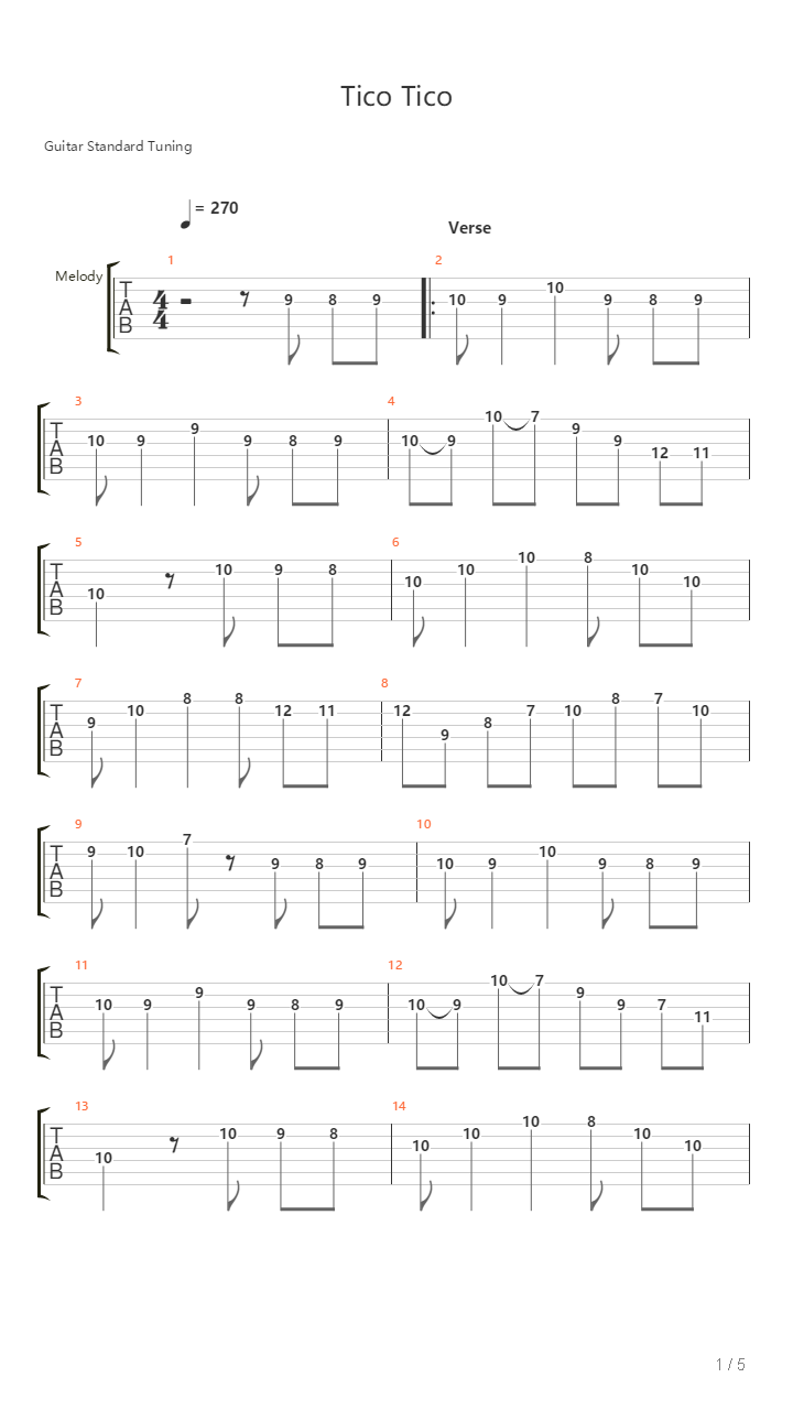 Tico Tico吉他谱