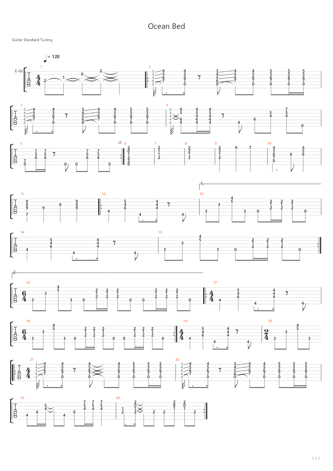 Ocean Bed吉他谱