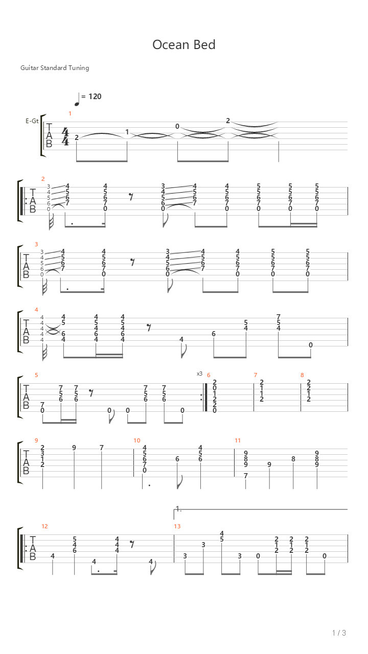 Ocean Bed吉他谱