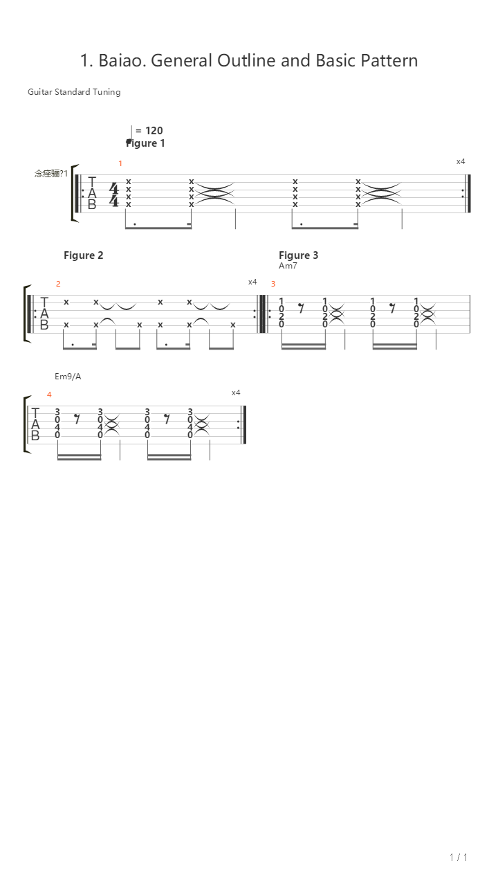 1 Baiao General Outline And Basic Pattern吉他谱