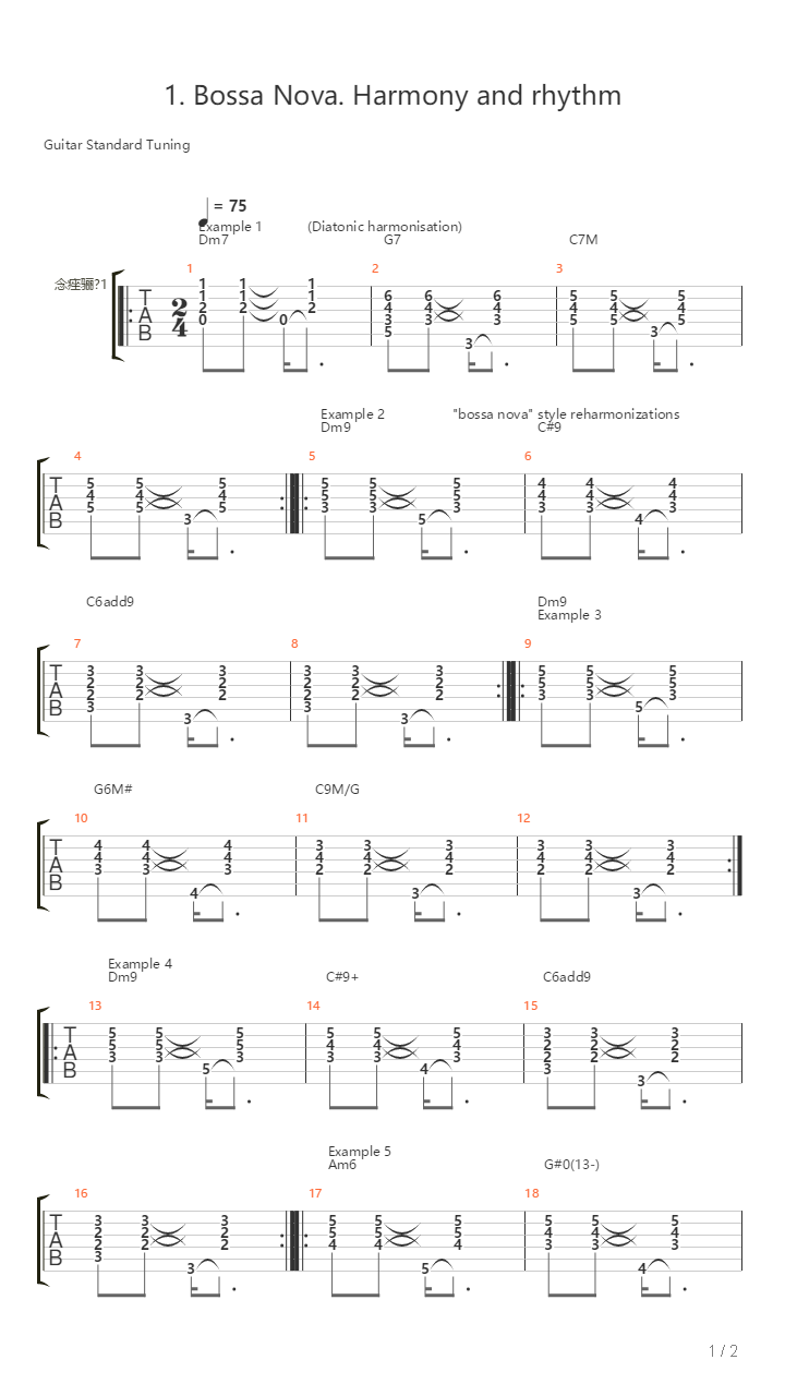 1 Bossa Nova Harmony And Rhythm吉他谱