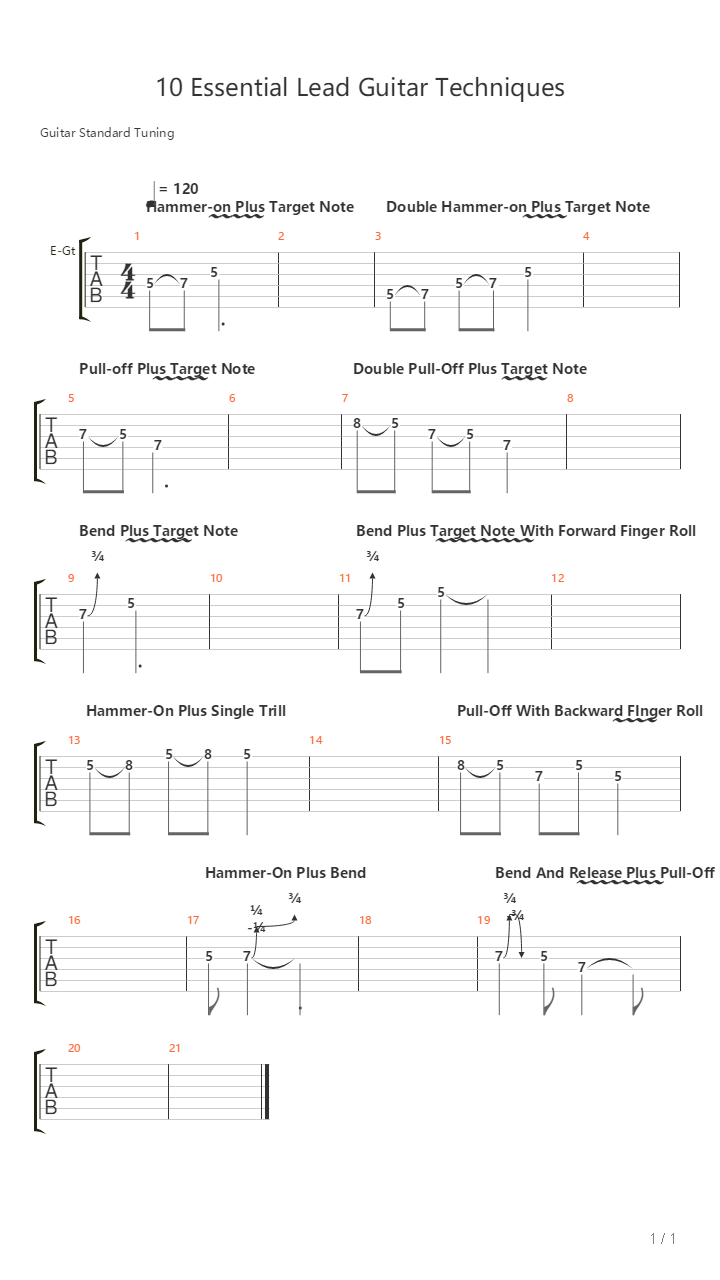 10 Essential Lead Guitar Techniques吉他谱